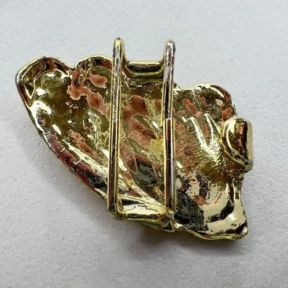 Gold Tone Abstract Wing Belt Buckle Piece